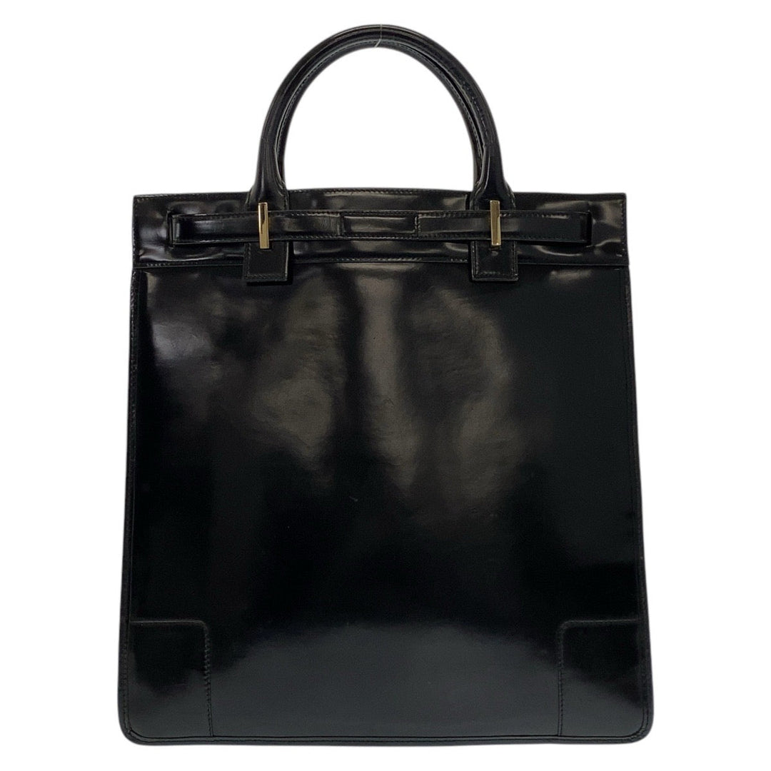 GUCCI Tote Bag 002 1091 leather Black Gold Metal Tote Bag Women Used Authentic