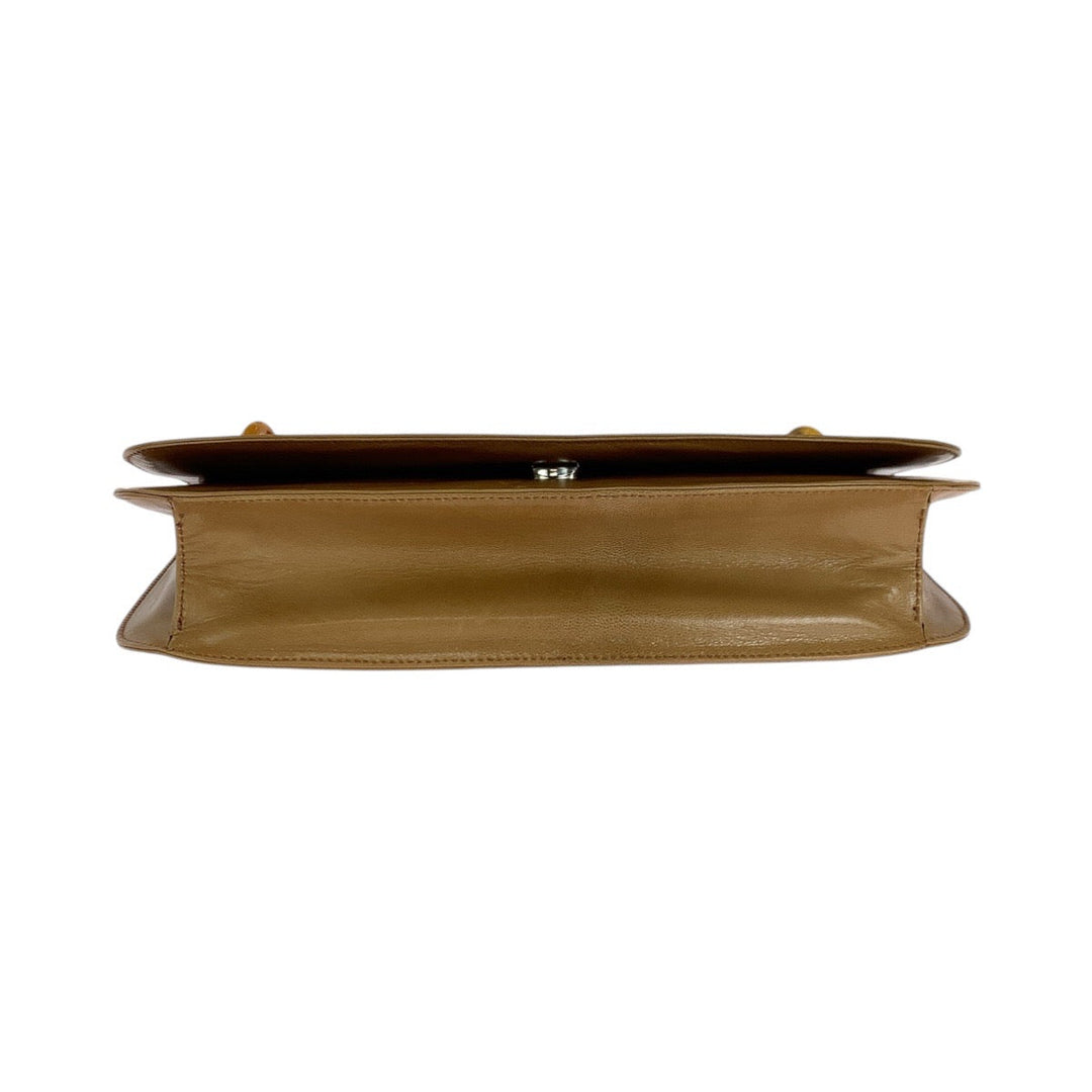 PRADA Shoulder Bag Leather, Plastic Brown SilverMetal Plastic Chain Shoulder Bag Women Used Authentic