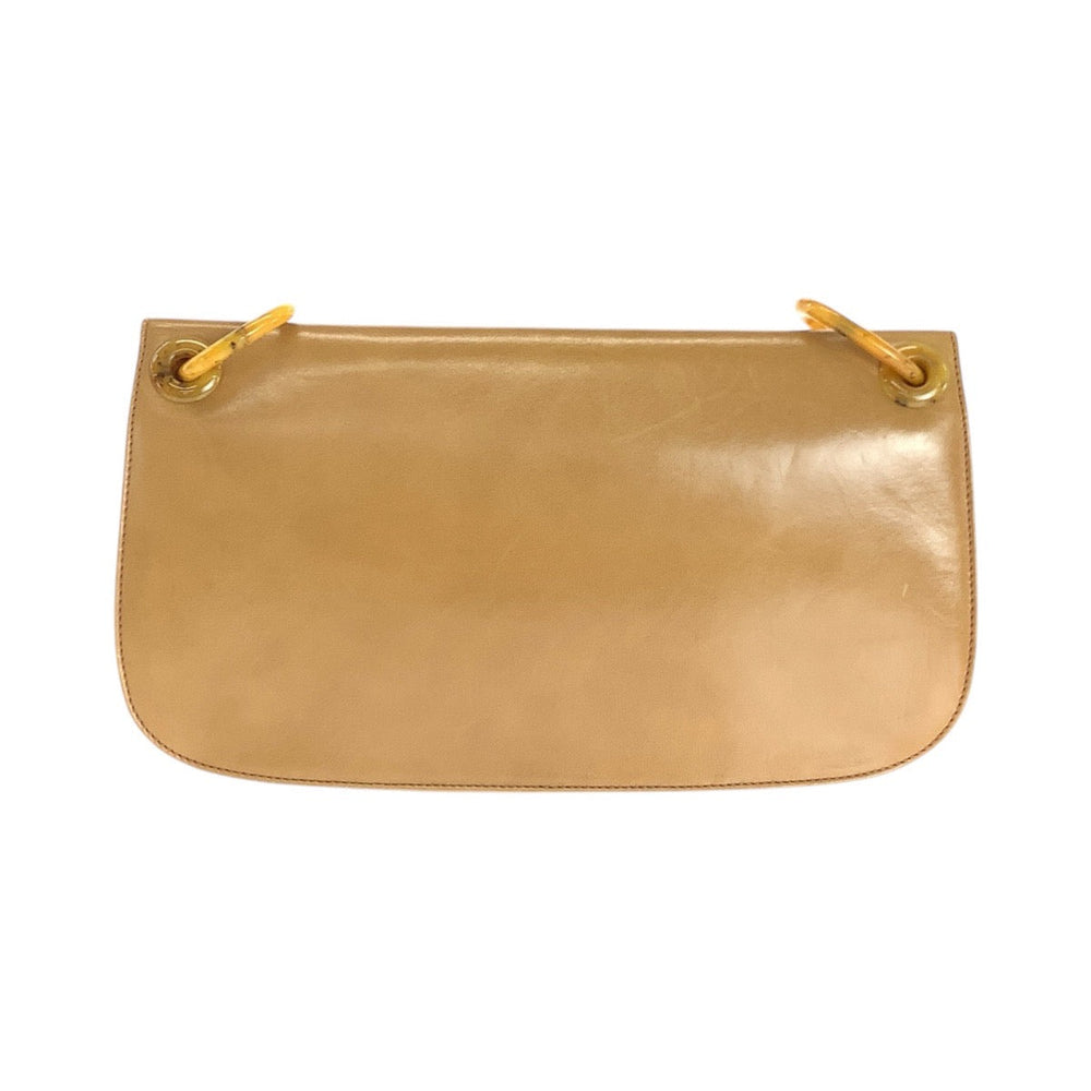 PRADA Shoulder Bag Leather, Plastic Brown SilverMetal Plastic Chain Shoulder Bag Women Used Authentic