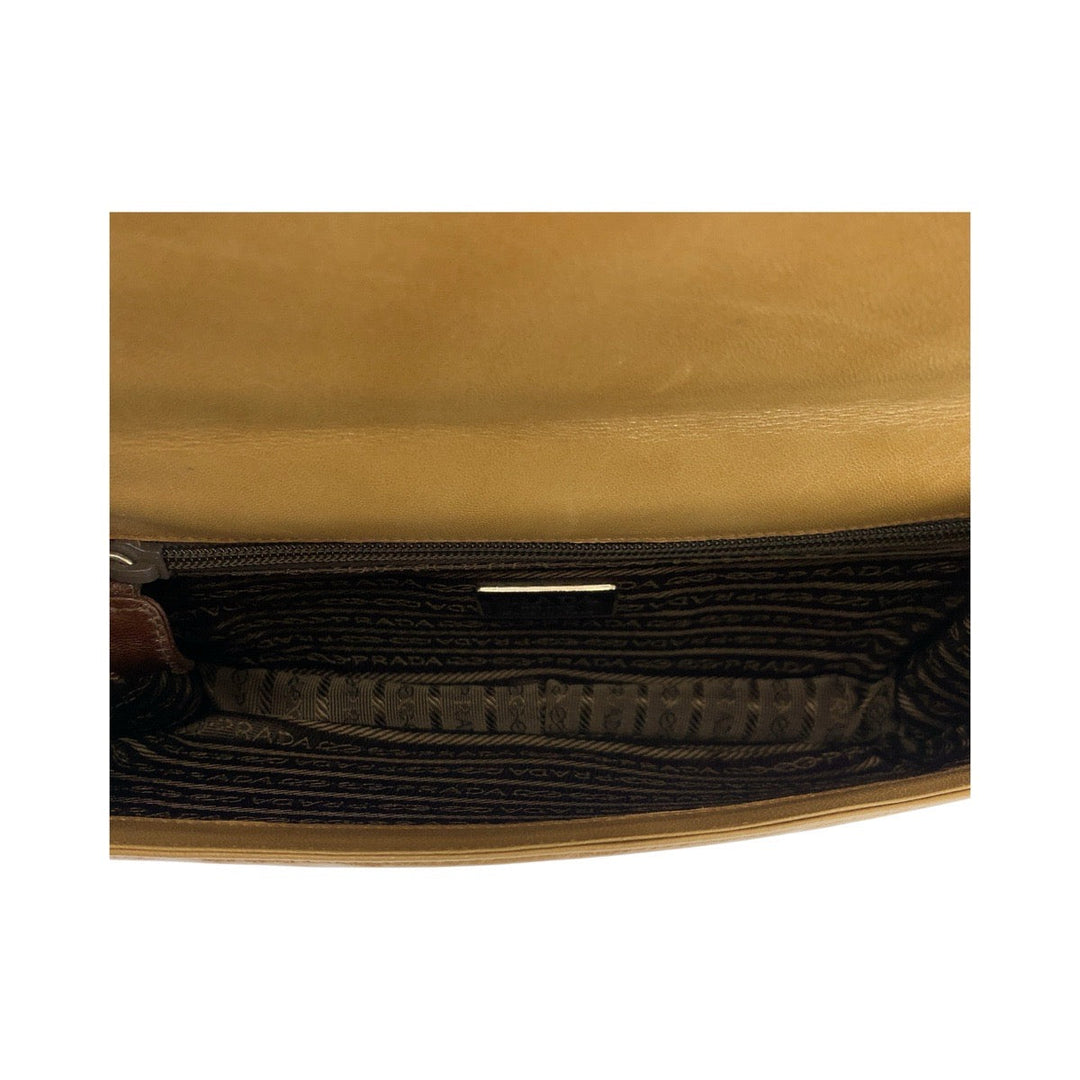 PRADA Shoulder Bag Leather, Plastic Brown SilverMetal Plastic Chain Shoulder Bag Women Used Authentic