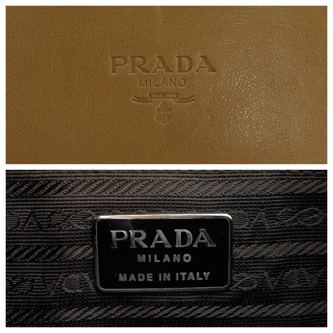 PRADA Shoulder Bag Leather, Plastic Brown SilverMetal Plastic Chain Shoulder Bag Women Used Authentic
