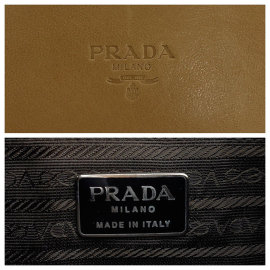 PRADA Shoulder Bag Leather, Plastic Brown SilverMetal Plastic Chain Shoulder Bag Women Used Authentic