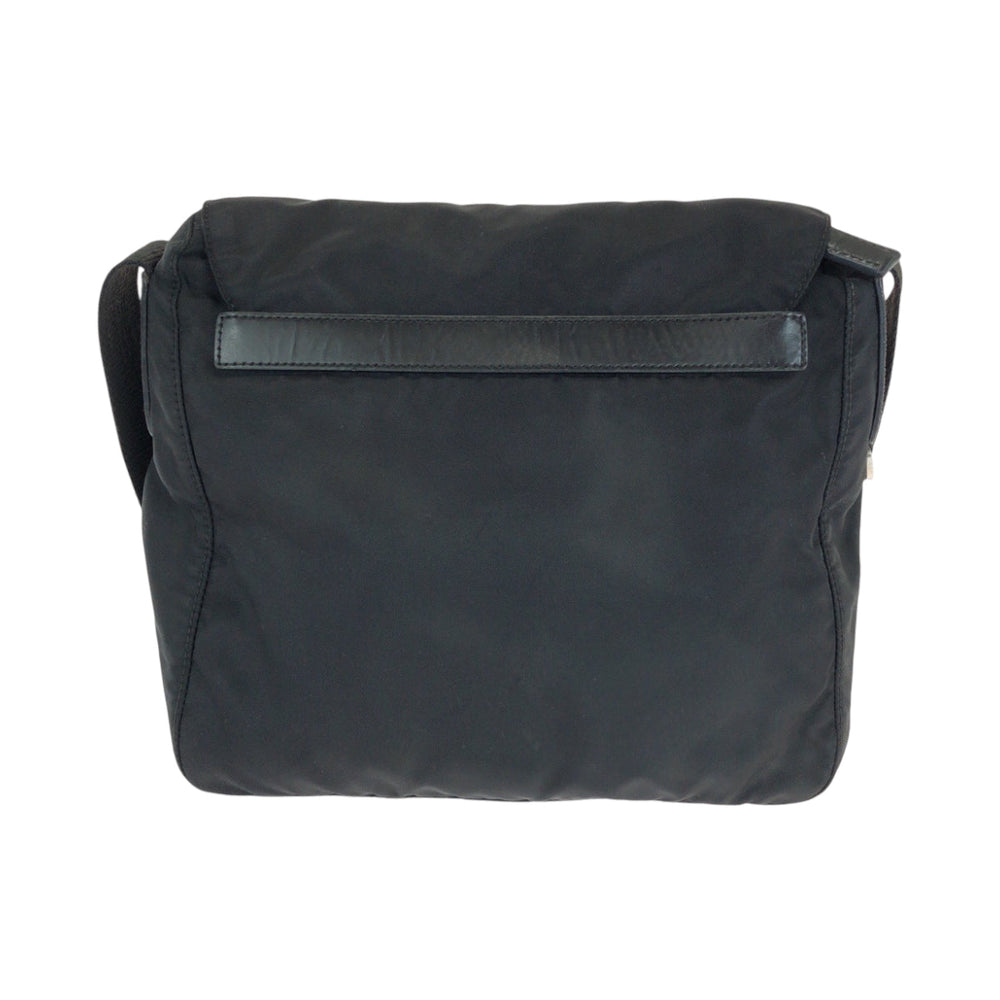 PRADA Shoulder Bag Nylon Black SilverMetal Shoulder Bag pochette Test Triangle With logo Women Used Authentic
