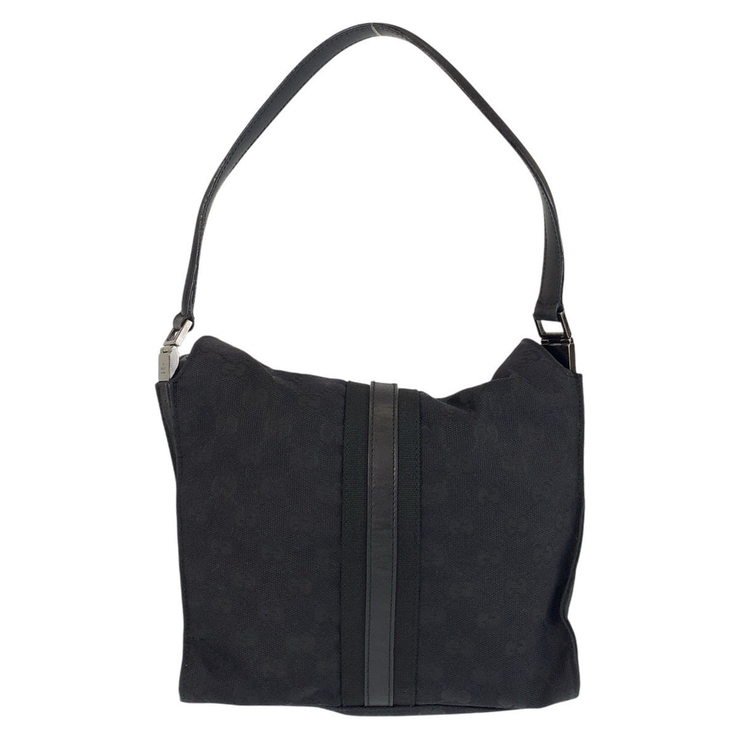GUCCI Shoulder Bag 001 3734 GG canvas, leather Black black Shoulder Bag Jackie Women Used Authentic