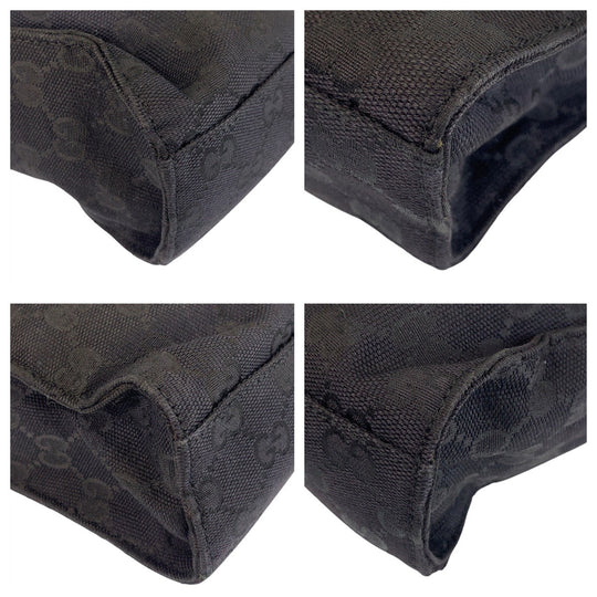 GUCCI Shoulder Bag 001 3734 GG canvas, leather Black black Shoulder Bag Jackie Women Used Authentic