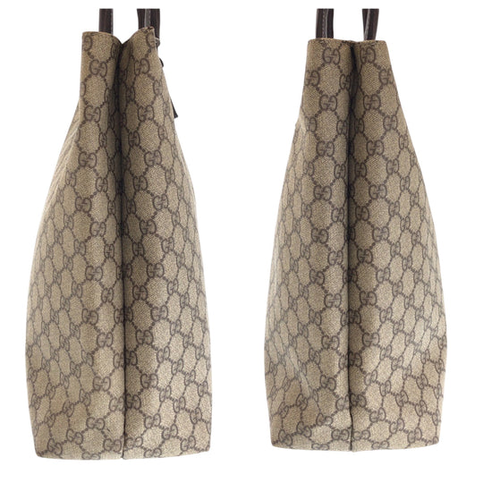 GUCCI Tote Bag 131220 GG Supreme Canvas Beige Brown SilverMetal Tote Bag Shoulder Bag Women Used Authentic