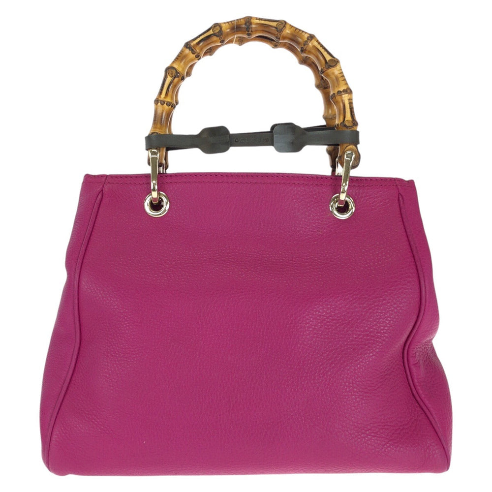 GUCCI Tote Bag 336032 leather Pink Gold Metal Tote Bag Shoulder Bag 2way Bamboo small shopper Women Used Authentic