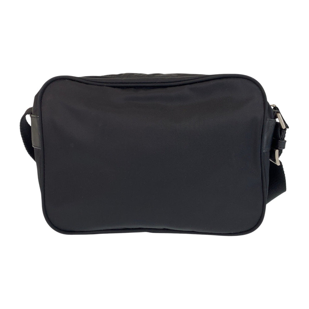 PRADA Shoulder Bag Nylon Black SilverMetal Shoulder Bag pochette Test Triangle With logo Women Used Authentic