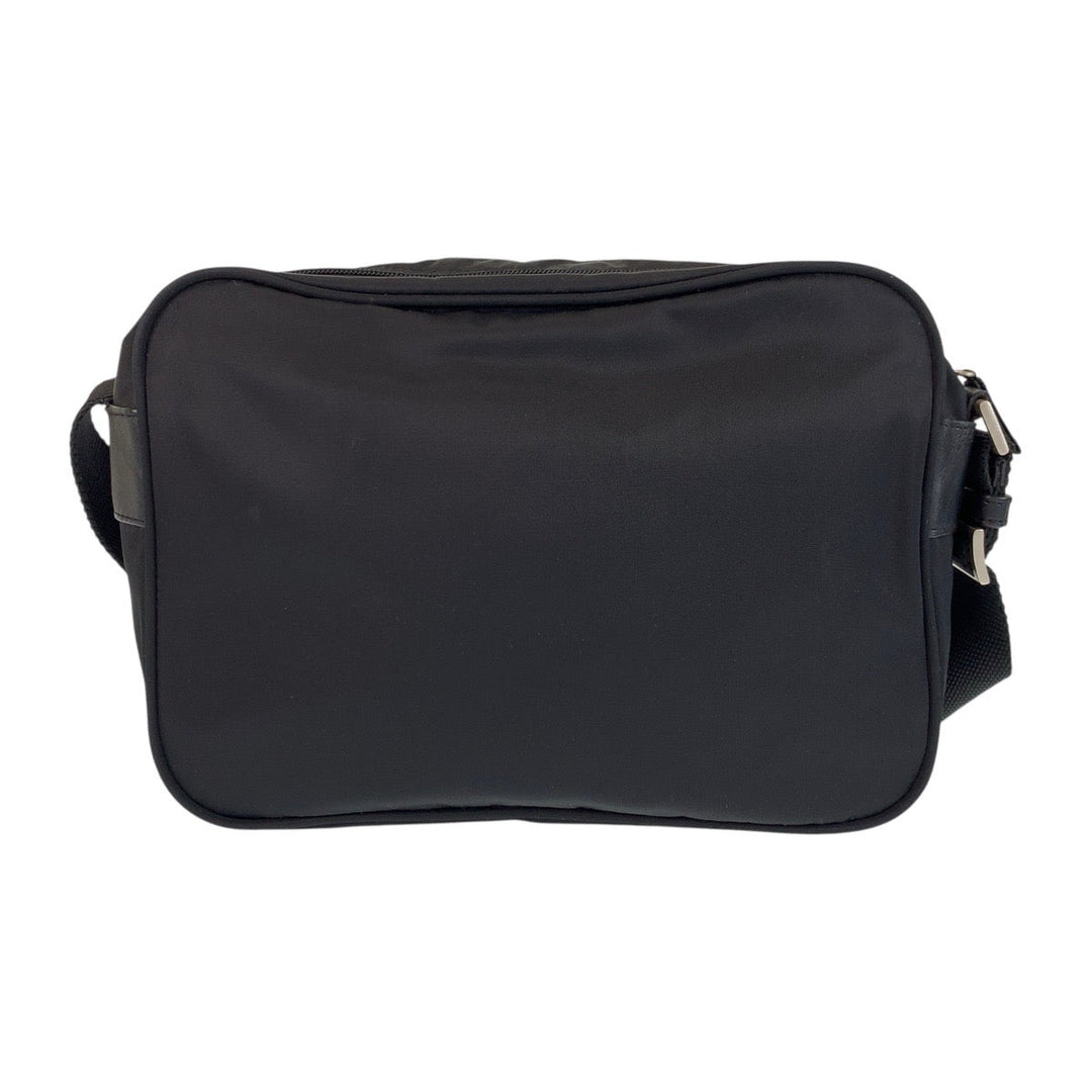 PRADA Shoulder Bag Nylon Black SilverMetal Shoulder Bag pochette Test Triangle With logo Women Used Authentic