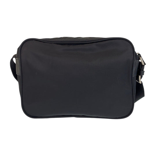 PRADA Shoulder Bag Nylon Black SilverMetal Shoulder Bag pochette Test Triangle With logo Women Used Authentic