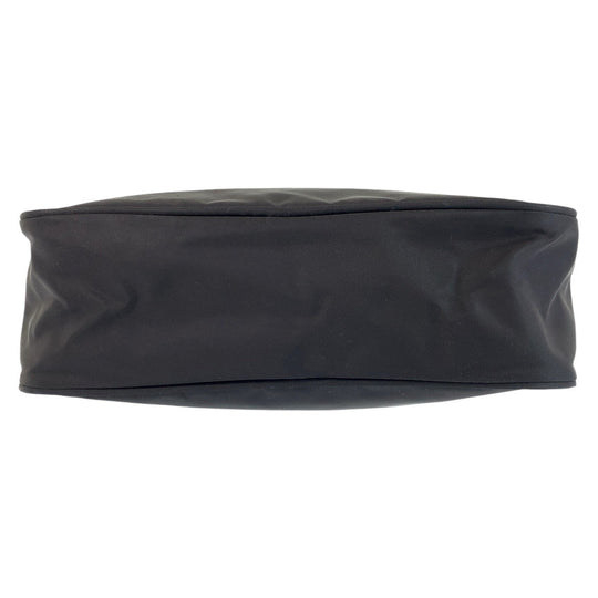 PRADA Shoulder Bag Nylon Black SilverMetal Shoulder Bag pochette Test Triangle With logo Women Used Authentic