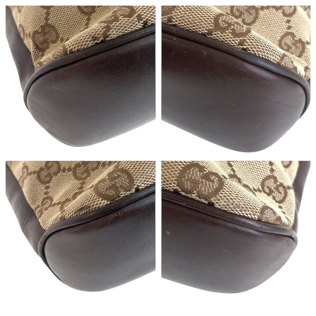 GUCCI Shoulder Bag 109097 GG canvas, leather Brown Gold Metal Shoulder Bag pochette Women Used Authentic