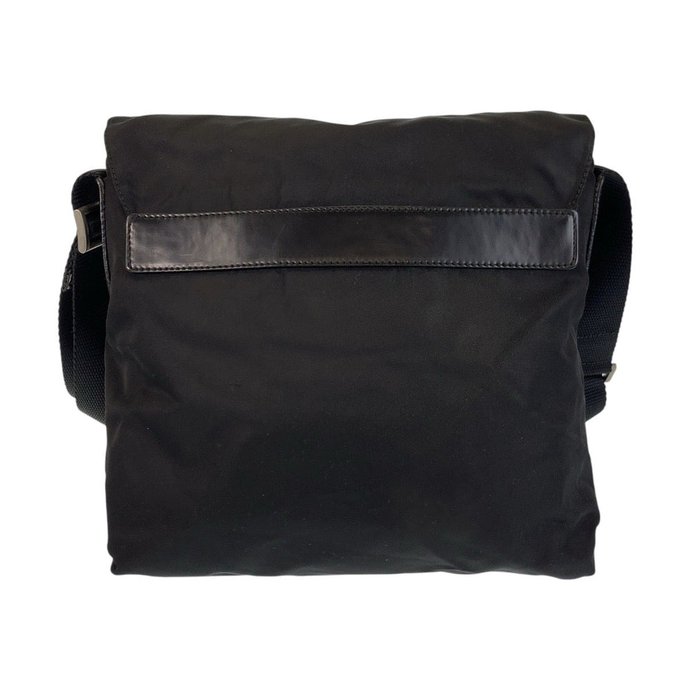 PRADA Shoulder Bag Nylon Black SilverMetal Shoulder Bag Messenger bag Test Triangle With logo Women Used Authentic