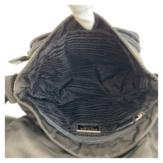 PRADA Shoulder Bag Nylon Black SilverMetal Shoulder Bag Messenger bag Test Triangle With logo Women Used Authentic