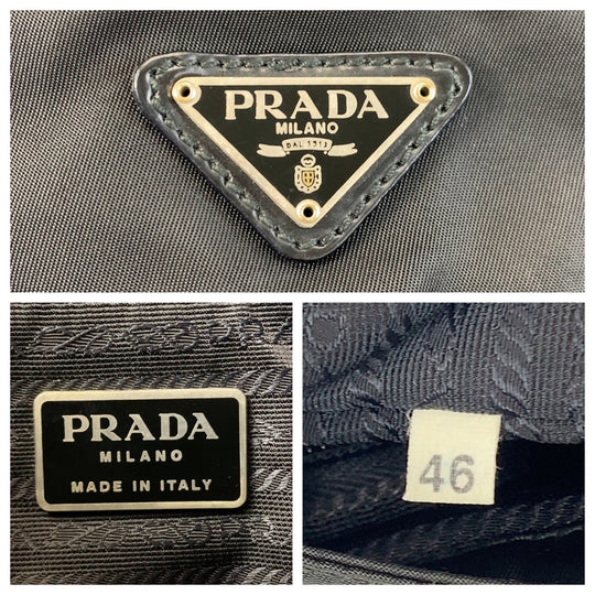 PRADA Shoulder Bag Nylon Black SilverMetal Shoulder Bag Messenger bag Test Triangle With logo Women Used Authentic