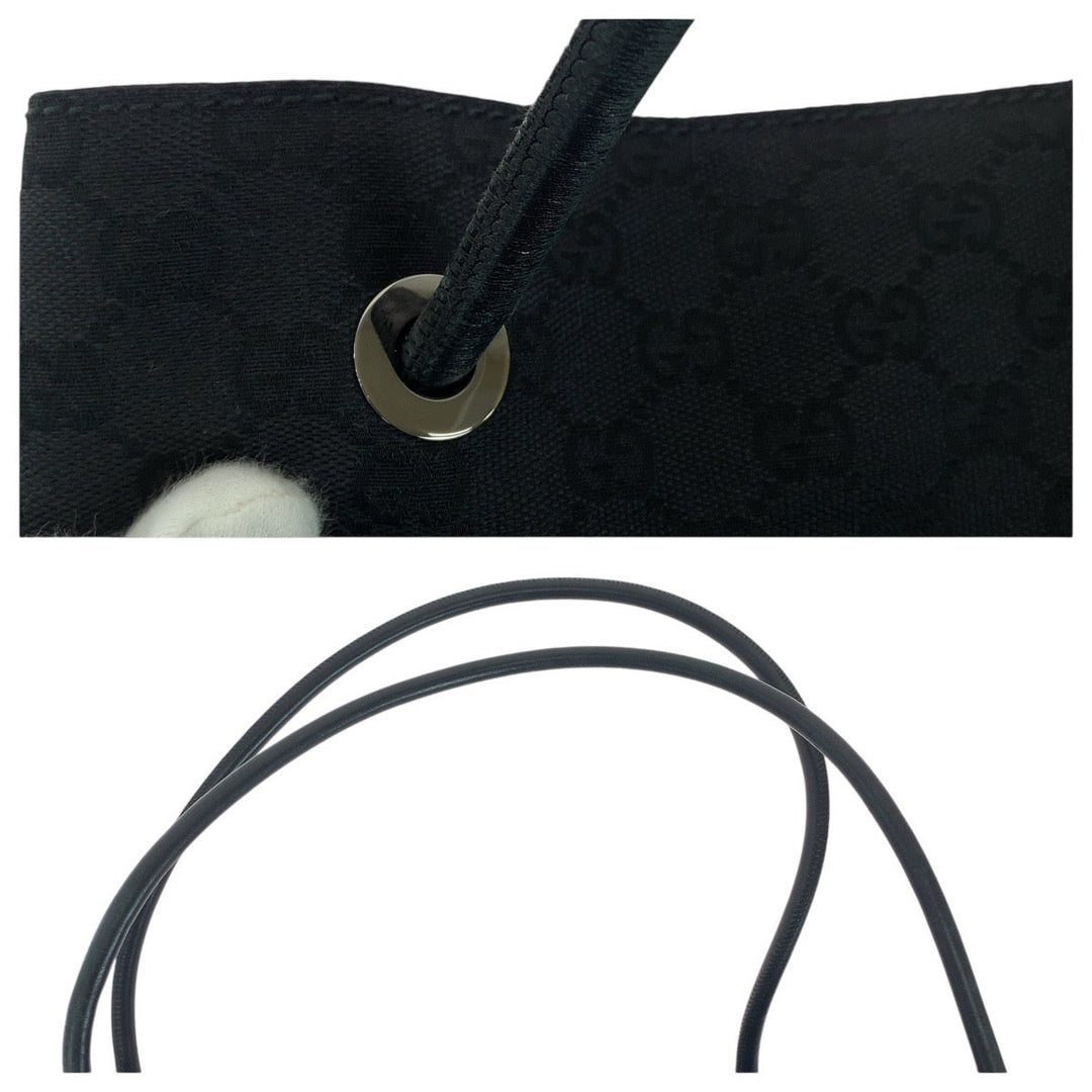 GUCCI Tote Bag 101268 GG canvas, leather BlackSilverMetal Tote Bag Shoulder Bag Unisex Women Used Authentic