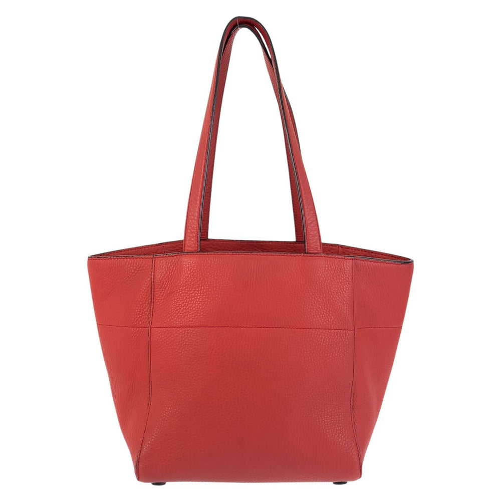PRADA Tote Bag leather Red Gold Metal Tote Bag Shoulder Bag Triangle With logo Women Used Authentic