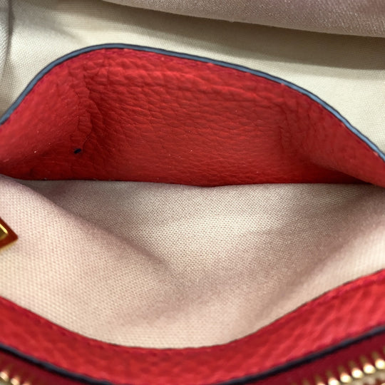 PRADA Tote Bag leather Red Gold Metal Tote Bag Shoulder Bag Triangle With logo Women Used Authentic