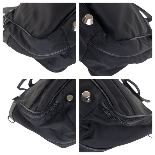 PRADA Business bag Nylon, Leather Black SilverMetal Business bag Briefcase 2way Testo Saffiano Triangle With logo mens Used Authentic