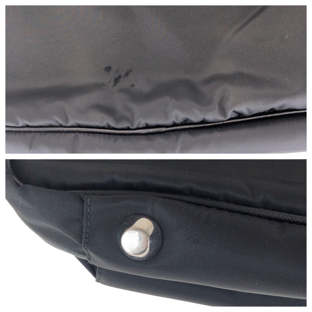 PRADA Business bag Nylon, Leather Black SilverMetal Business bag Briefcase 2way Testo Saffiano Triangle With logo mens Used Authentic
