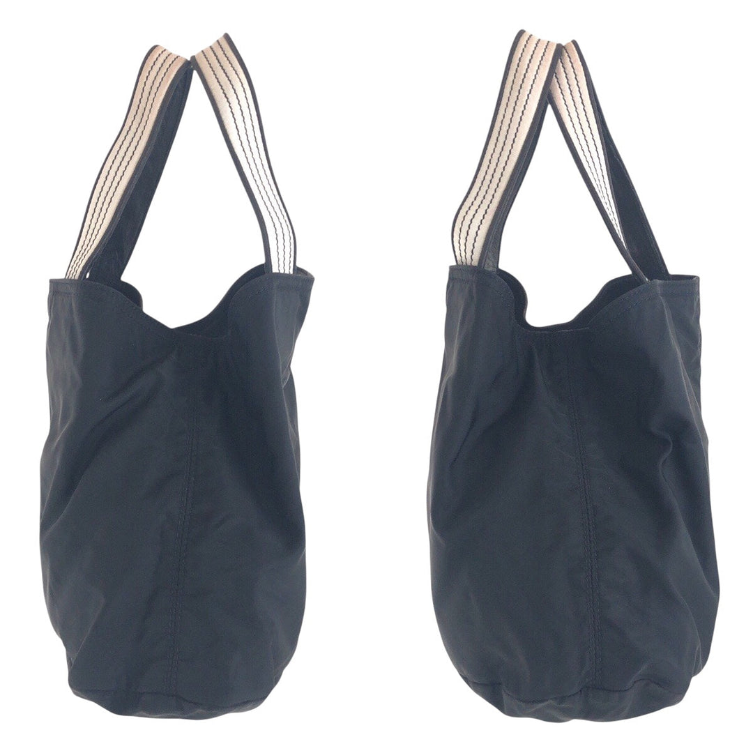 PRADA Tote Bag Nylon BlackSilverMetal Tote Bag handbag Test Triangle With logo Women Used Authentic