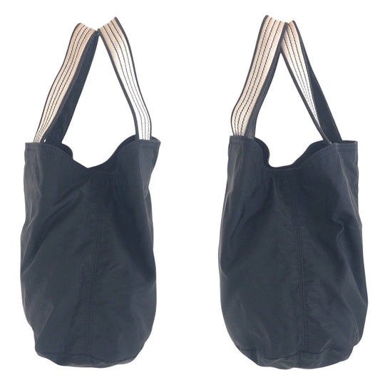 PRADA Tote Bag Nylon BlackSilverMetal Tote Bag handbag Test Triangle With logo Women Used Authentic
