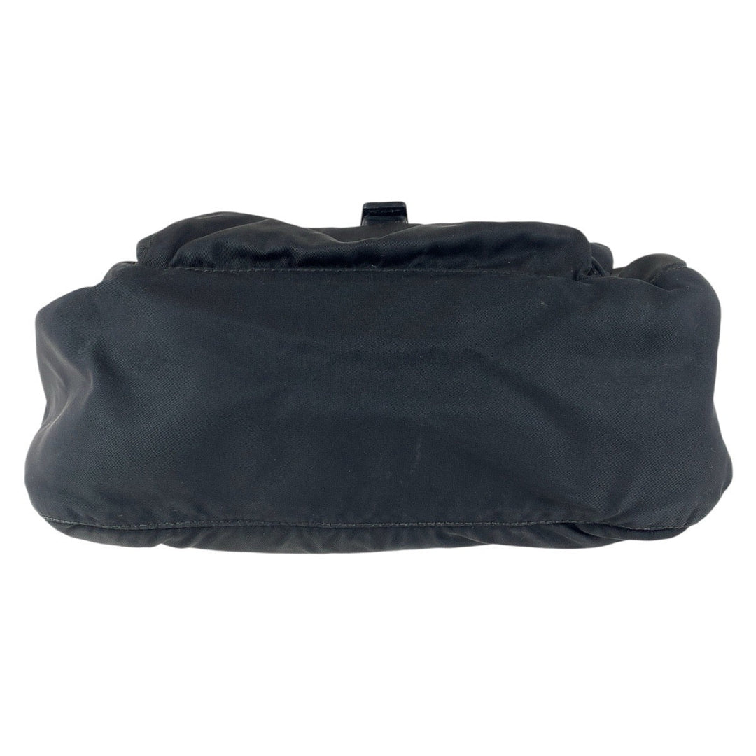 PRADA Shoulder Bag Nylon, Leather Black SilverMetal Shoulder Bag pochette Test Triangle With logo Women Used Authentic