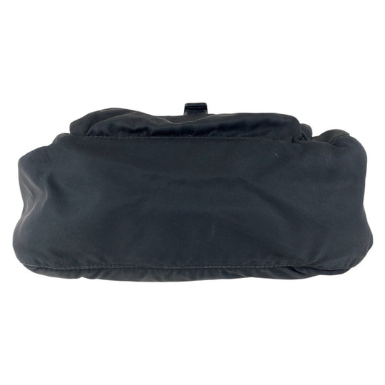 PRADA Shoulder Bag Nylon, Leather Black SilverMetal Shoulder Bag pochette Test Triangle With logo Women Used Authentic