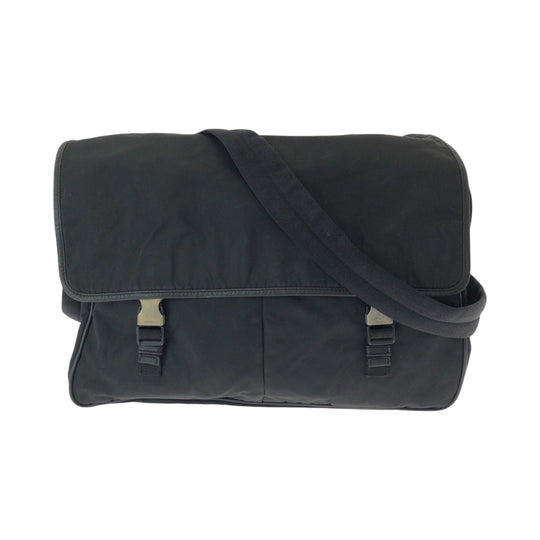PRADA Shoulder Bag Nylon Black SilverMetal Shoulder Bag Messenger bag Test Triangle With logo mens Used Authentic