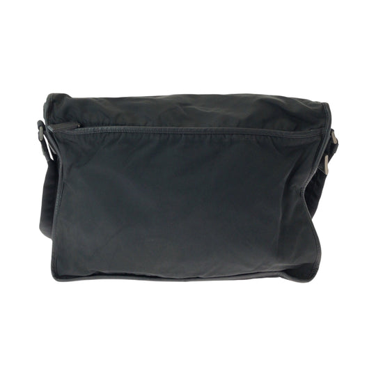 PRADA Shoulder Bag Nylon Black SilverMetal Shoulder Bag Messenger bag Test Triangle With logo mens Used Authentic