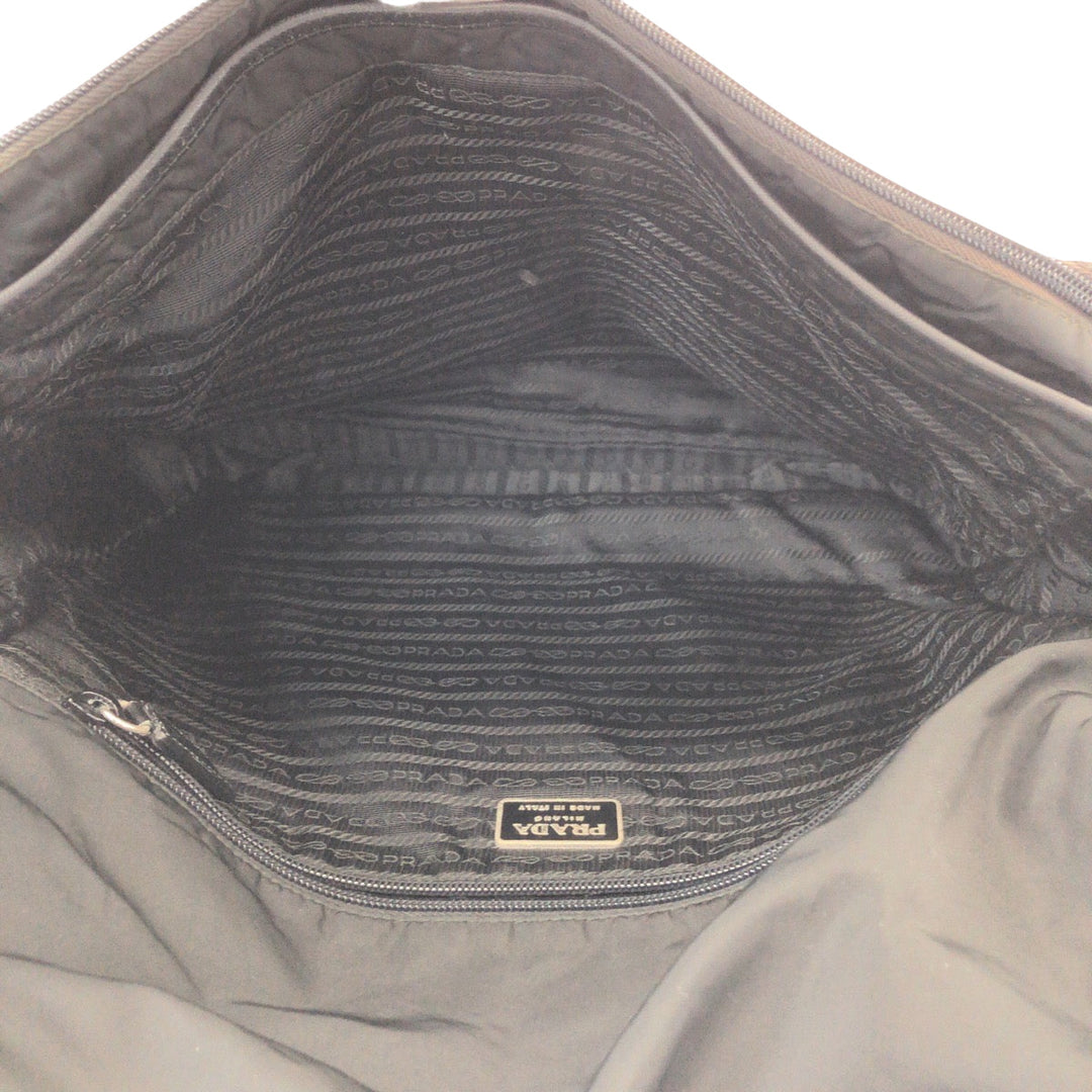 PRADA Shoulder Bag Nylon Black SilverMetal Shoulder Bag Messenger bag Test Triangle With logo mens Used Authentic