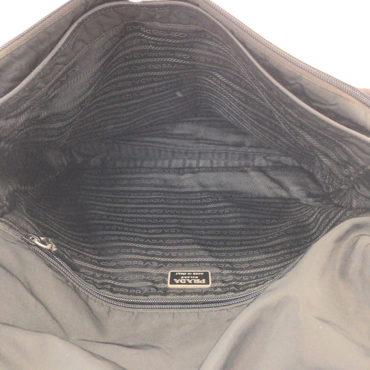 PRADA Shoulder Bag Nylon Black SilverMetal Shoulder Bag Messenger bag Test Triangle With logo mens Used Authentic