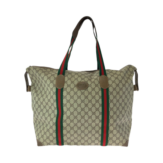 GUCCI Boston Duffel bag 89 19 012 GG Supreme Canvas Beige brown Boston Duffel bag Shoulder Bag Old Gucci Shelly Line Women Used Authentic