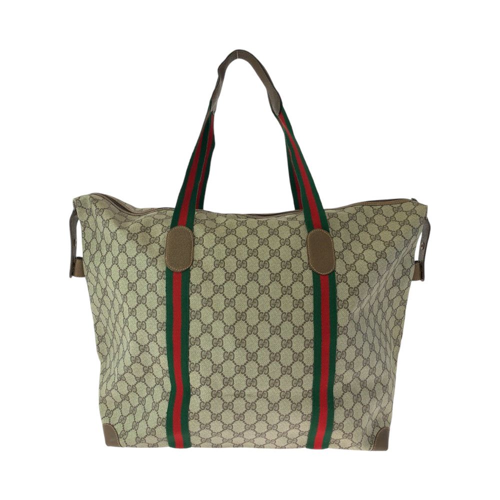 GUCCI Boston Duffel bag 89 19 012 GG Supreme Canvas Beige brown Boston Duffel bag Shoulder Bag Old Gucci Shelly Line Women Used Authentic