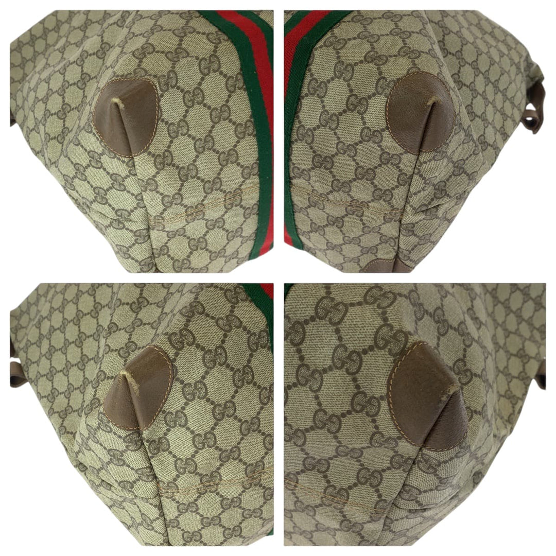 GUCCI Boston Duffel bag 89 19 012 GG Supreme Canvas Beige brown Boston Duffel bag Shoulder Bag Old Gucci Shelly Line Women Used Authentic