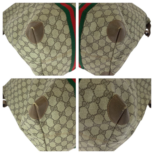 GUCCI Boston Duffel bag 89 19 012 GG Supreme Canvas Beige brown Boston Duffel bag Shoulder Bag Old Gucci Shelly Line Women Used Authentic