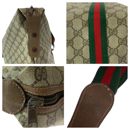 GUCCI Boston Duffel bag 89 19 012 GG Supreme Canvas Beige brown Boston Duffel bag Shoulder Bag Old Gucci Shelly Line Women Used Authentic