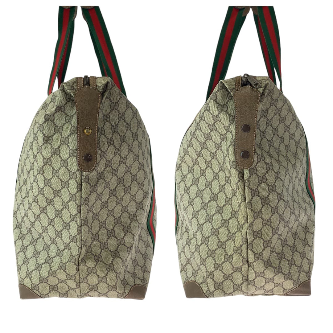 GUCCI Boston Duffel bag 89 19 012 GG Supreme Canvas Beige brown Boston Duffel bag Shoulder Bag Old Gucci Shelly Line Women Used Authentic