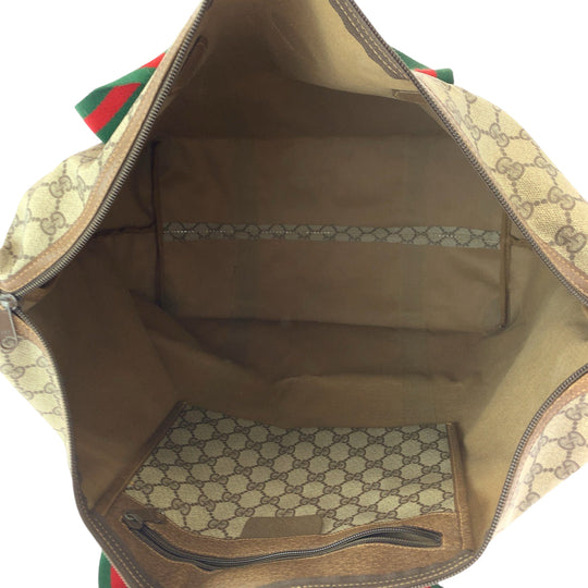 GUCCI Boston Duffel bag 89 19 012 GG Supreme Canvas Beige brown Boston Duffel bag Shoulder Bag Old Gucci Shelly Line Women Used Authentic