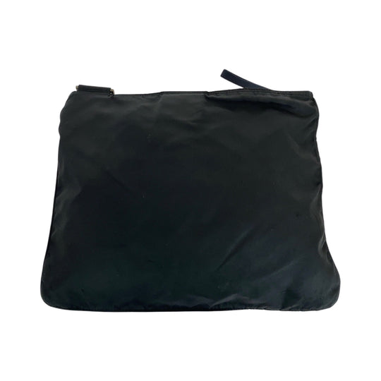PRADA Shoulder Bag Nylon Black SilverMetal Shoulder Bag pochette Test Triangle With logo Women Used Authentic