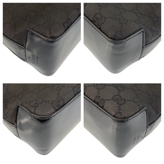 GUCCI Shoulder Bag 001 3752 GG canvas, plastic Black SilverMetal Women Used Authentic