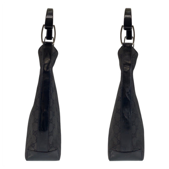 GUCCI Shoulder Bag 001 3752 GG canvas, plastic Black SilverMetal Women Used Authentic