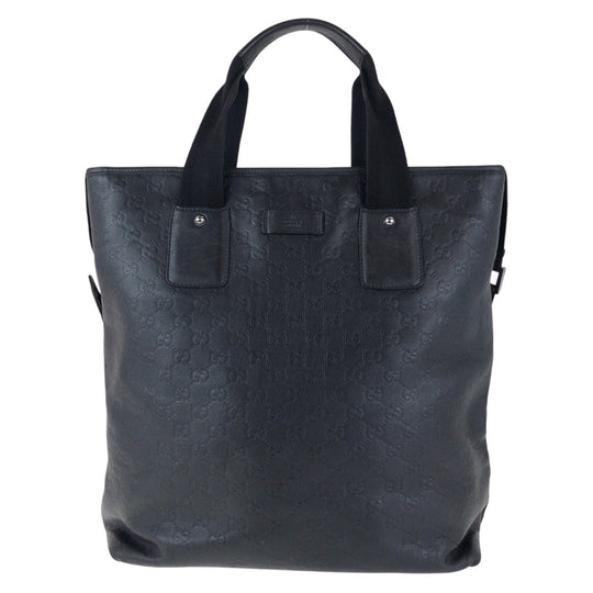 GUCCI Tote Bag 162486 leather Black black Tote Bag Shoulder Bag 2way Guccisima mens Used Authentic