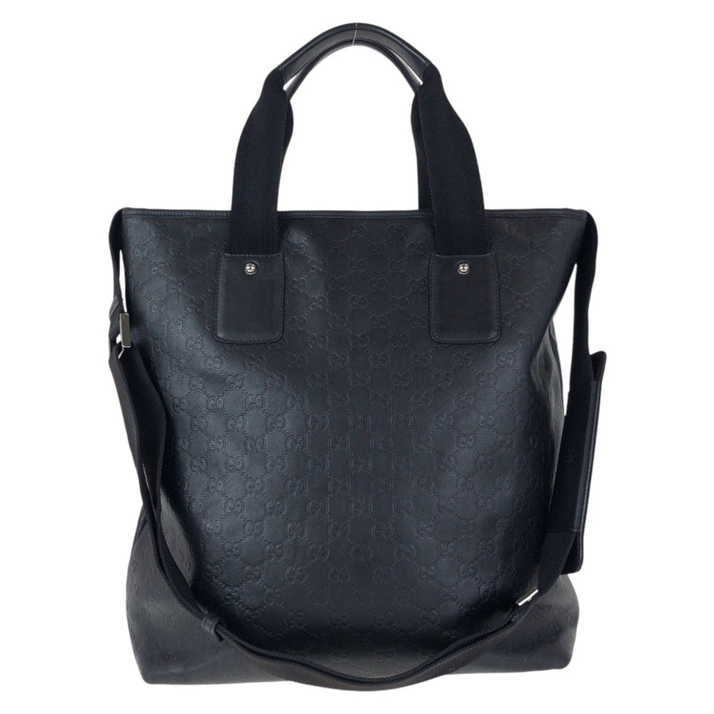 GUCCI Tote Bag 162486 leather Black black Tote Bag Shoulder Bag 2way Guccisima mens Used Authentic