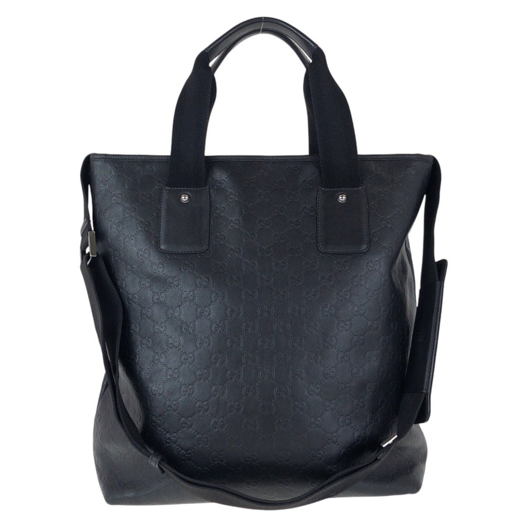 GUCCI Tote Bag 162486 leather Black black Tote Bag Shoulder Bag 2way Guccisima mens Used Authentic