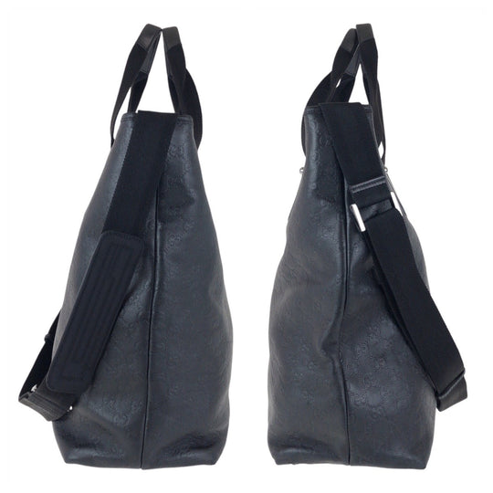 GUCCI Tote Bag 162486 leather Black black Tote Bag Shoulder Bag 2way Guccisima mens Used Authentic