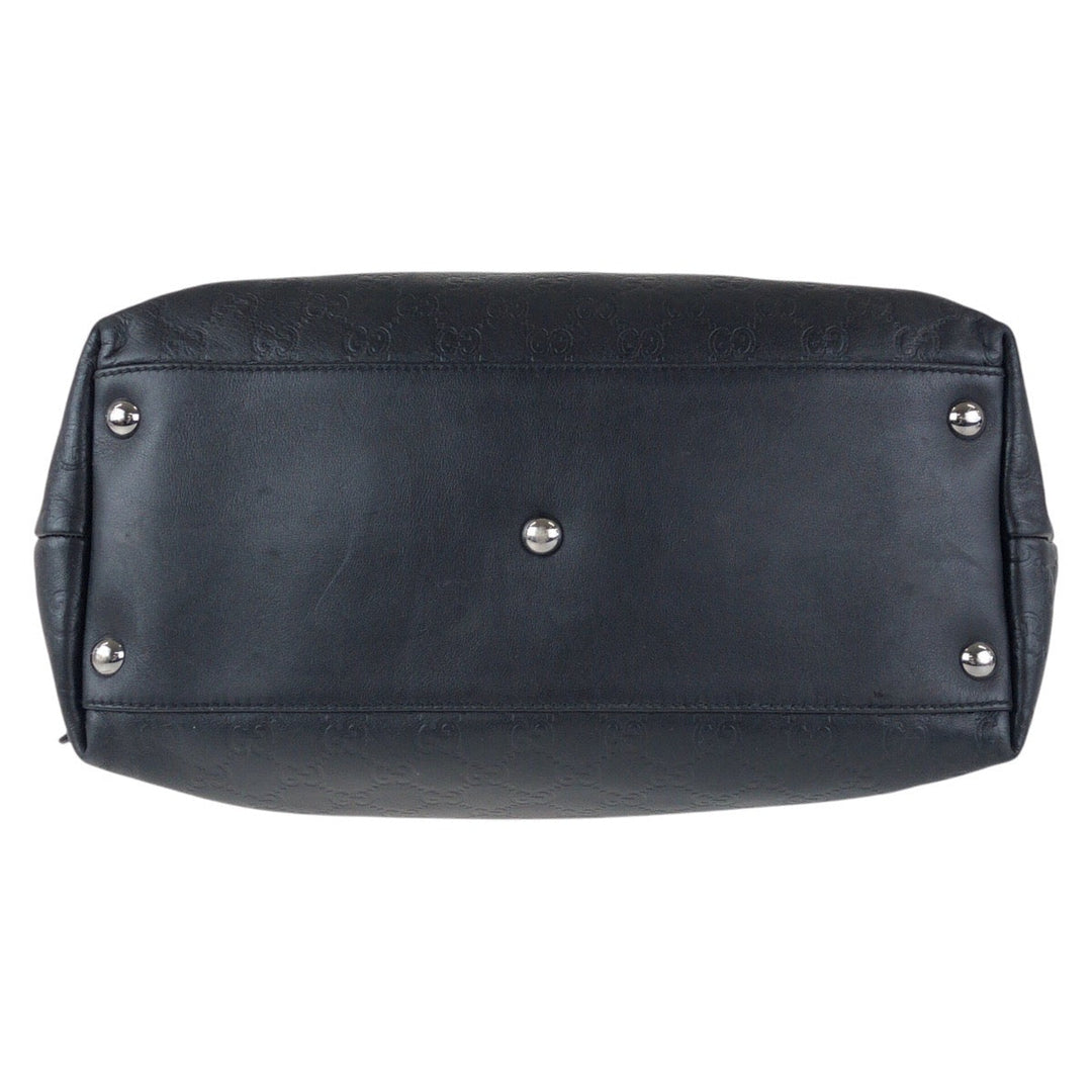 GUCCI Tote Bag 162486 leather Black black Tote Bag Shoulder Bag 2way Guccisima mens Used Authentic