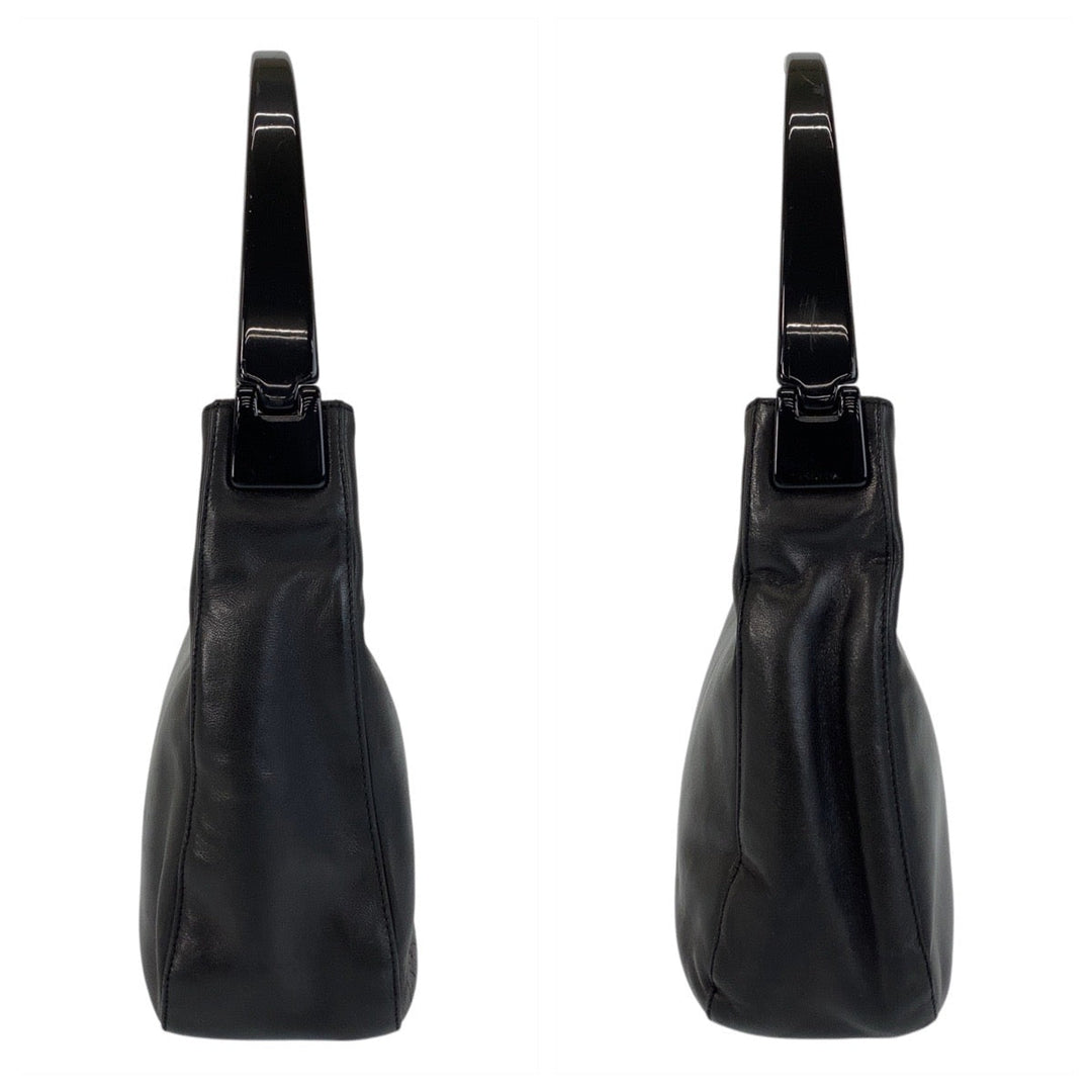 PRADA Shoulder Bag Leather, Plastic Black black Shoulder Bag Women Used Authentic
