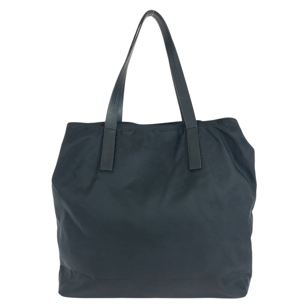PRADA Tote Bag Nylon, Leather Black SilverMetal Tote Bag Shoulder Bag Test Triangle With logo Women Used Authentic
