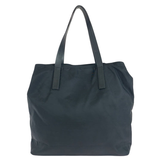 PRADA Tote Bag Nylon, Leather Black SilverMetal Tote Bag Shoulder Bag Test Triangle With logo Women Used Authentic